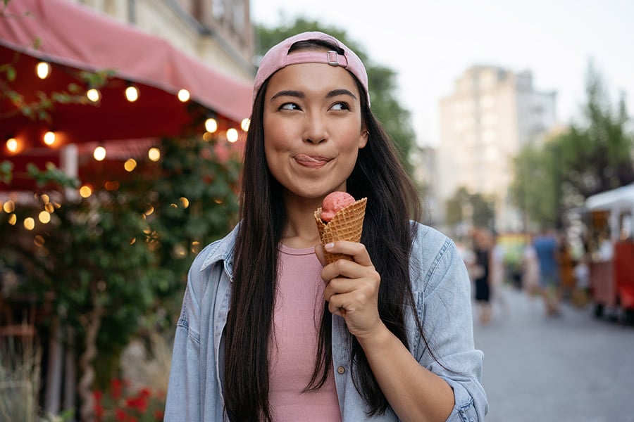 Person eating icecream
