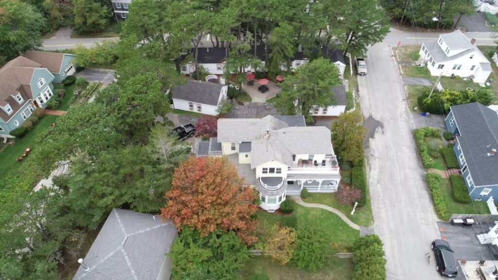 Drone view of cottages
